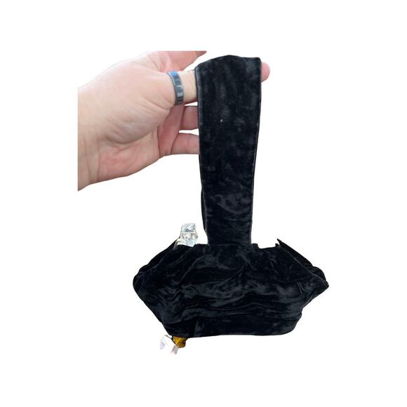 Vintage Black Velvet Wristlet Purse with Lucite Clasp and Coin Purse - Picture 2 of 5